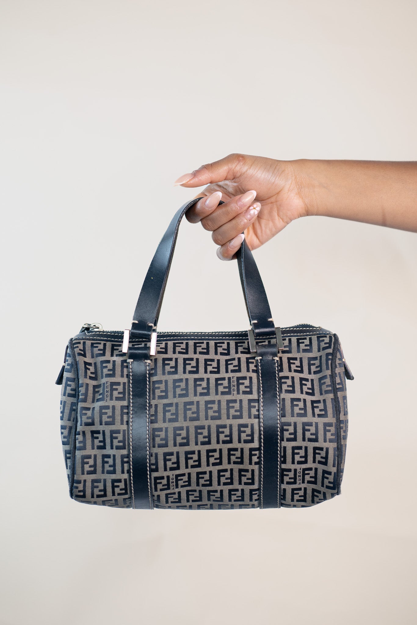 Fendi Zucchino Mini Boston Bag