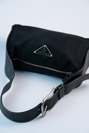Prada Shoulder Bag Nylon Black Silver