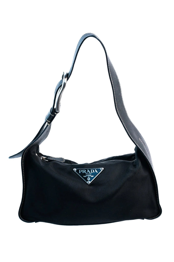 Prada Shoulder Bag Nylon Black Silver