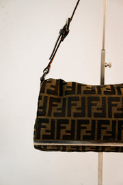 Fendi Zucca Shoulder Bag Metal Trim