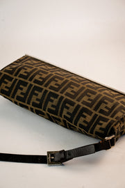 Fendi Zucca Shoulder Bag Metal Trim