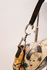 Dior Saddle Bag Galliano Flowers Paris Print