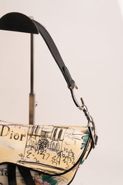 Dior Saddle Bag Galliano Flowers Paris Print
