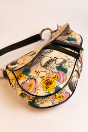 Dior Saddle Bag Galliano Flowers Paris Print