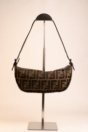 Fendi Zucca Half Moon Shoulder Bag