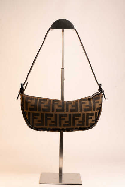 Fendi Zucca Half Moon Shoulder Bag