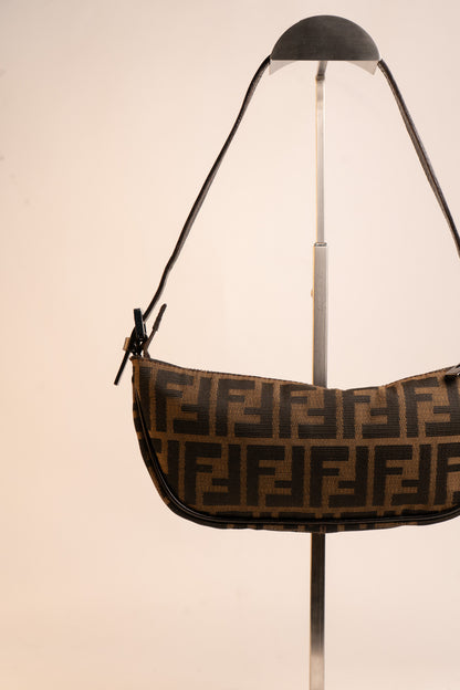 Fendi Zucca Half Moon Shoulder Bag