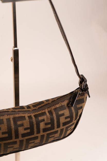 Fendi Zucca Half Moon Shoulder Bag