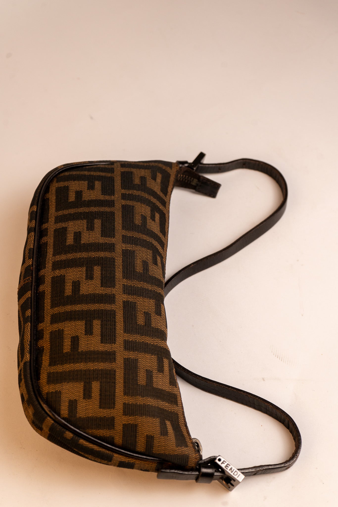 Fendi Zucca Half Moon Shoulder Bag