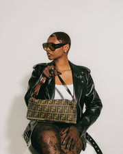 Fendi Zucca Shoulder Bag Metal Trim